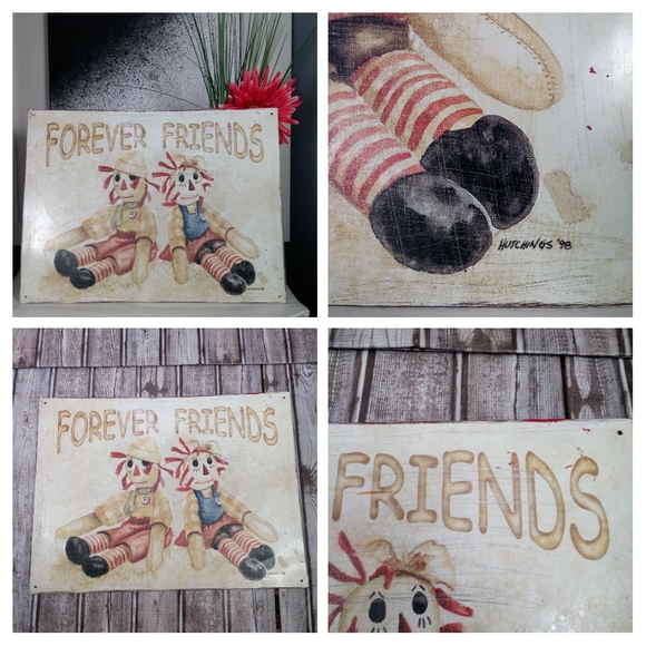 Vintage Raggedy Ann & Andy 1998 Metal Sign Retro Throwback Kids Room Decor *WEAR - Picture 7 of 9